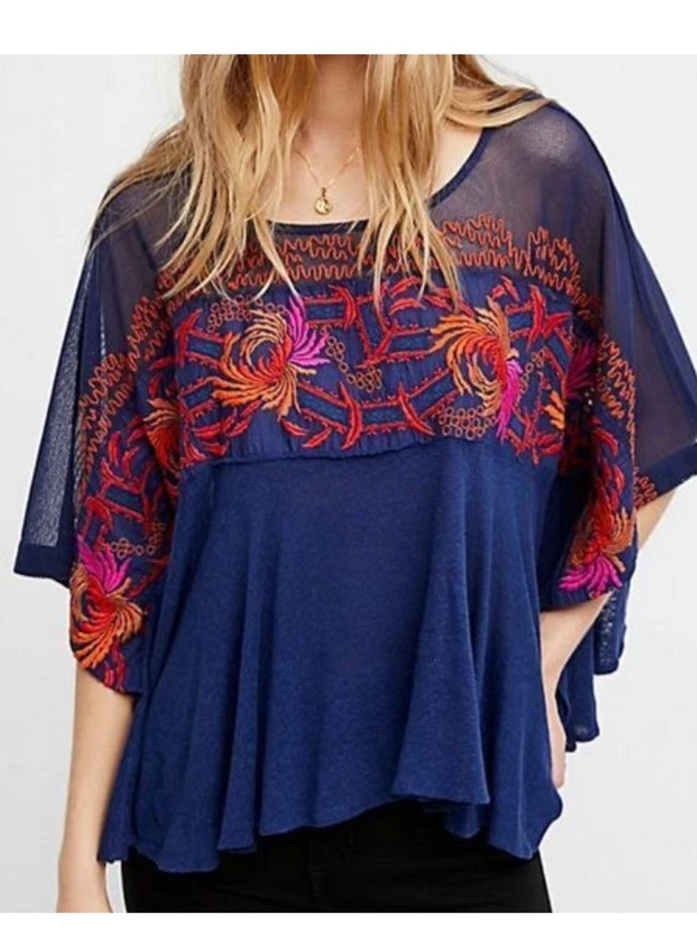Free People Love Letter embroidered top